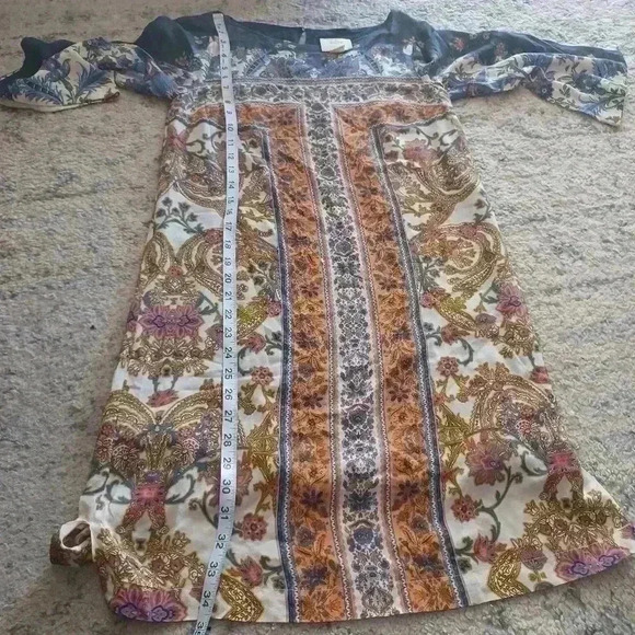 Maeve by Anthropologie Womans Barcelona Silk Paisley Shift Midi Dress 4 - Picture 14 of 16